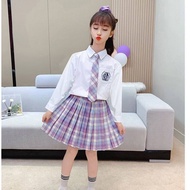 ALENA Baju Kanak Perempuan Jk Uniform Suit For Girl Preppy Style Childrens Pleated Skirt & Shirt Two