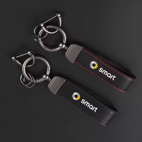 Deluxe Leather Keychain with Car Badge Keychain Pendant For Smart Eq Fortwo Forfour 453 451 452 450 