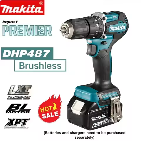 ✅Makita DHP487 Cordless Impact Drill Electric Screwdriver Electric Hammer Drill Wireless Drill Lithi