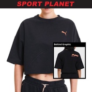 Puma Woman Evide Form Stripe Black Fizz Orange Crop Tee Shirt Baju Perempuan (596298-51) Sport Plane