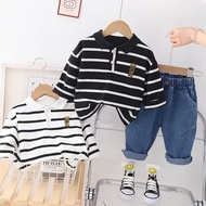 Shirt Suits Polo Collar Button Front Long Sleeve Jeans Boys Fashion - Animal Line Motif