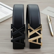 Men's Daily Belt 3.8cm Width, Letter AX Buckle, Lychee Pattern, Clean & Versatile Design