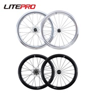 Litepro JKlapin Folding Bicycle Outer 7Speeds Enhance Version Alloy Wheelset 30mm Rims 349 Wheel 20/24H Compatible for Brompton Bike External 7 speeds