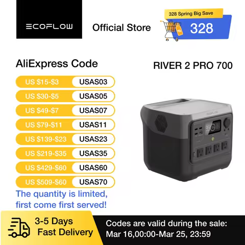ECOFLOW Solar Generator RIVER 2 Pro 716Wh LiFePO4 Battery, 4x800W AC Outlets (1600W Surge), Solar Ge