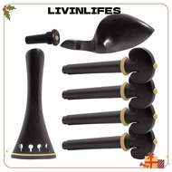 ILIVINLIFE Violin Accessory Parts Set, Ebony Material Complete Set violin tailpiece Set, Premium 4/4