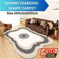Karpet Diamond Kilau Iran Shining Terbaru 6XL/ 200cm x 300cm [8x10 kaki]/ Muat 14 Kerusi Meja Makan
