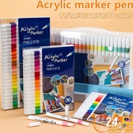 12/48/60 Colors Acrylic Marker Pen Coloring Pen Highlight Acrylic Marker Office Supplies 丙烯马克笔