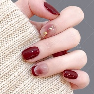 穿戴甲 nails [Cherry Red] Manicure Wearing Nails Handmade Nail Pieces Nail Polish Glue Short Medium Lon