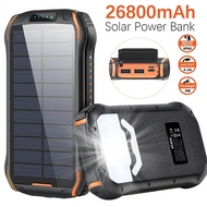 26800mAh Portable Solar Power Bank Type C Fast Charging External Battery Powerbank with Camping Ligh