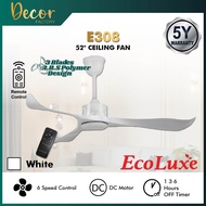 ECOLUXE Fan ECOLUXE E308 E310 52 3 Blades 6 Speed + Reverse Remote Control DC Motor Ceiling Fan Kipa
