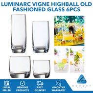 Luminarc Vigne Highball Old Fashioned Glass 6pcs Set Premium Quality Cocktail Rock Lowball Drinking 