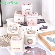 AUGUSTINE Cookie Tin, Portable Vintage Tin Box, Cosmetic Case Square Bear Rabbit Pattern Durable Biscuit Storgae Box Easter