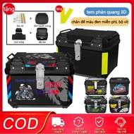 50L/57L Motorcycle Tail Box Multifunctional, Waterproof, Shockproof, Backrest, Safety Lock, Handle, 