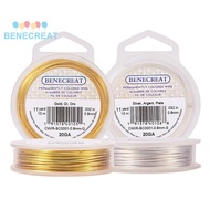 BENECREAT 1Set 2 Rolls 20-Gauge Tarnish Resistant Silver/Gold Coil Wire 66-Feet/22-Yard in Total