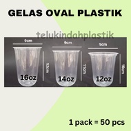 (50pcs) 12 oz 14oz 16oz Plastic Oval Cups U Cup/ 14 oz 16 ozBENING