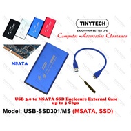 TINYTECH USB-SSD301/MS MSATA SSD ENCLOSURE USB 3.0 TO MSATA SSD EXTERNAL CASE UP TO 5 GBPS