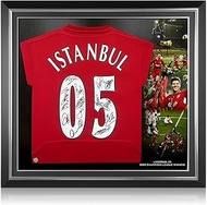 Liverpool Squad Back Signed 2005 Istanbul Football Shirt. Premium Frame
