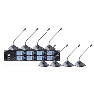 8 Channel Professional Conference Desktop UHF Wireless Microphone System 8 Mics