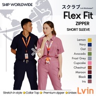 Lvin] FLEX FIT ZIPPER - Baju Scrub MEDICAL Scrub SUIT Doctor's Scrub FOR MAN &amp; WOMEN/Baju Oka/Baju Jaga/Set Baju Pants Jaga Oka/Doctor's Short Sleeve/Doctor's Scrub [Export]