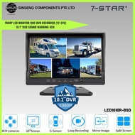7-STAR* Coaxial Cable 10.1" BSD Sound Warning 4CH 1080P LED Monitor AHD BNC DVR Recorder (12-24V) LE