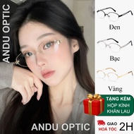 AnDu women's fashion eyeglass frames, half-rimmed shape, high-quality metal material, 2YK style - 81