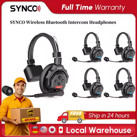 SYNCO Wireless Bluetooth Intercom Headphones XTALK X2/X4/X5 2.4GHz Full Duplex Wireless Headphones w