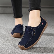 รองเท้า Boat Shoes Flats Loafers Women Big Size Lace-Up Shoes Leather Shoes Suede Shoes