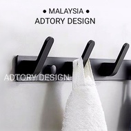 ADTORY Black matte hook rack wall mounted accessories aluminium towel door hanger cloth holder ready stock malaysia