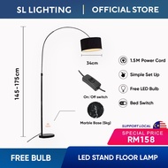 【PROMO】Modern Lampu Lantai Nordic Arc Floor Lamp Stand Lamp Minimalist Adjustable Reading Lamp Marbl
