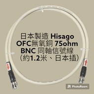 日本製造 Hisago OFC無氧銅 75ohm BNC 同軸信號線 （約1.2米 、日本插）