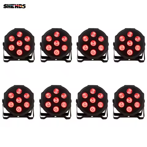 8pcs SHEHDS Flat LED Par 7X12w RGBW /7X18W RGBWA UV Stage Light DMX Controller DJ Disco Night Club S