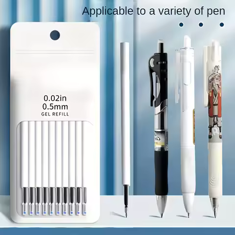 10-Pack 0.5mm Black Gel Ink Refills, Quick-Drying, Large Capacity, Smooth Writing, Compatible with V