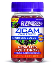 Cold Remedy Zinc Medicated Fruit Drops, Elderberry, Homeopathic, Cold Shortening Medicine, Shortens 