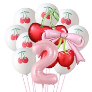 0~9 Pearl Powder number Balloon Cherry Balloon Birthday Party Decoration Balloon