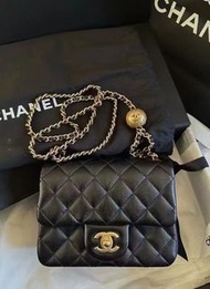 全球代購🌍CHANEL 黑色金球方胖子  芯片包 新款硬底哦 經典百搭耐看 (支持7間銀行免息分期）