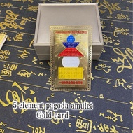 5 element pagoda amulet gold card