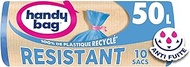 Handy Bag - 50 Litre x 10 Bags - Heavy Duty Plastic Wrap Bags - Maximum Waterproof - 100% Recycled P