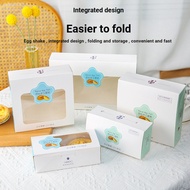 Egg Tart Box Egg Tart Box Open Window Transparent Packaging Box Free Fold Commercial High-End Baking