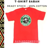 T-Shirt Baju Sabah Borneo premium COTTON [ STARBUCKS MONKEY RED]   ]