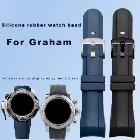 Silicone rubber watch strap 24mm Arc interface black blue waterproof watchband bracelet accessories 