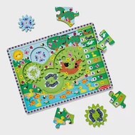 Melissa &amp; Doug 美國瑪莉莎益智齒輪木製拼圖, 動物追逐 24pcs