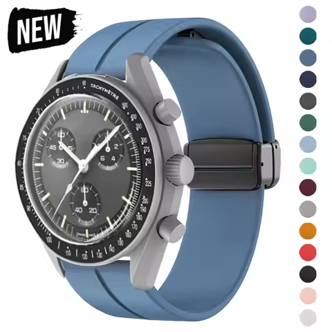 Silicone Strap For Omega X Swatch Joint MoonSwatch Planet Watch Band Metal Magnetic Buckle Wristband