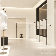 Men Women Clothing Store Stainless Steel Display Floor-standing Black Shelf Display Rack Shelf Hangi