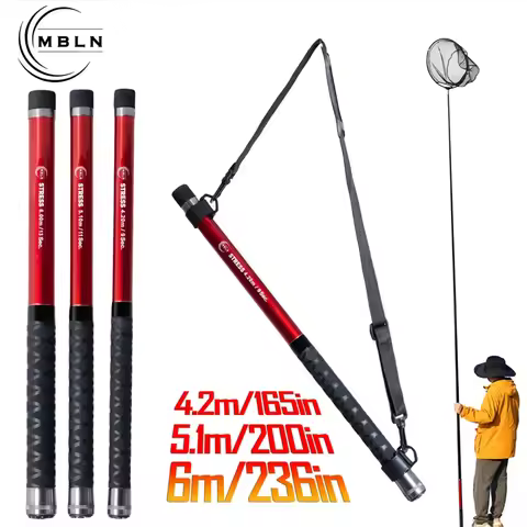 MBLN Brand,6m/236in Telescopic Rock Fishing Net, Foldable to 58cm, Multi-Layer Carbon Fiber, Corrosi