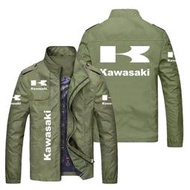 Kawasaki LOGO夾克車店工作服NINJA400  VERSYS歐美休閒加大尺碼寬鬆薄款立領拉鍊防風衣機車騎行服