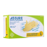ASSURE NON-POWDERED LATEX MEDICAL EXAMINATION GLOVES - LARGE SIZE