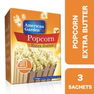 American Garden Microwave Extra Butter Popcorn 3 Sachets ++ อเมริกันการ์เด้นป๊อปคอร์นรสเอ็กซ์ตร้าบัตเตอร์ 3 ซอง