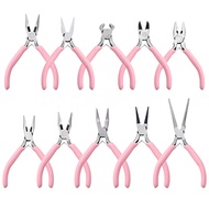 9 DIY Handmade Pliers Alloy Pink Handle Pliers Making Jewelry Auxiliary Tools DIY Tools