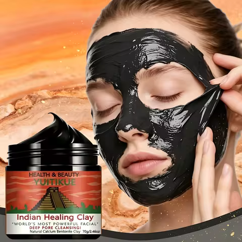 YUITIKUE Indian Healing Clay Mask Natural Calcium Bentonite Deep Pore Cleansing Facial Mask 70g
