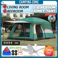 5-8 Person Large Camping Tent Waterproof Family Tents for Outdoor Double Layers Luxury Khemah Unta B